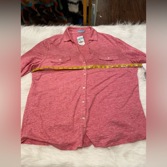 New J McLaughlin Brynn Linen Berry Red Button-Up Shirt XL - Picture 9 of 11